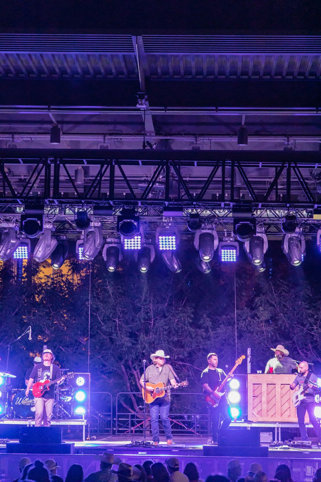 Full stage view with lights at night